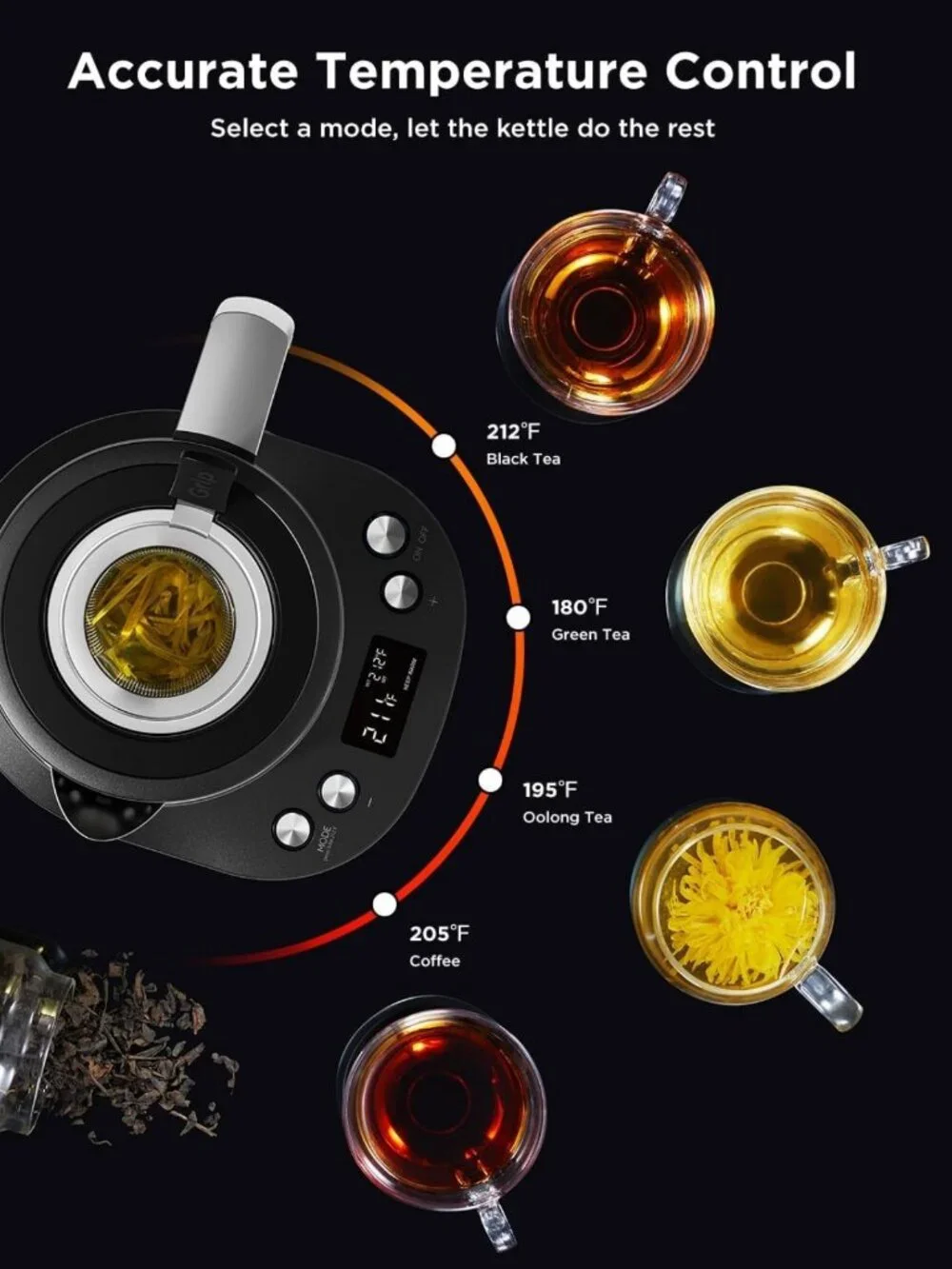 Smart Electric Kettle with Tea Infuser, 1.7L Capacity, Perfect for Loose Leaf